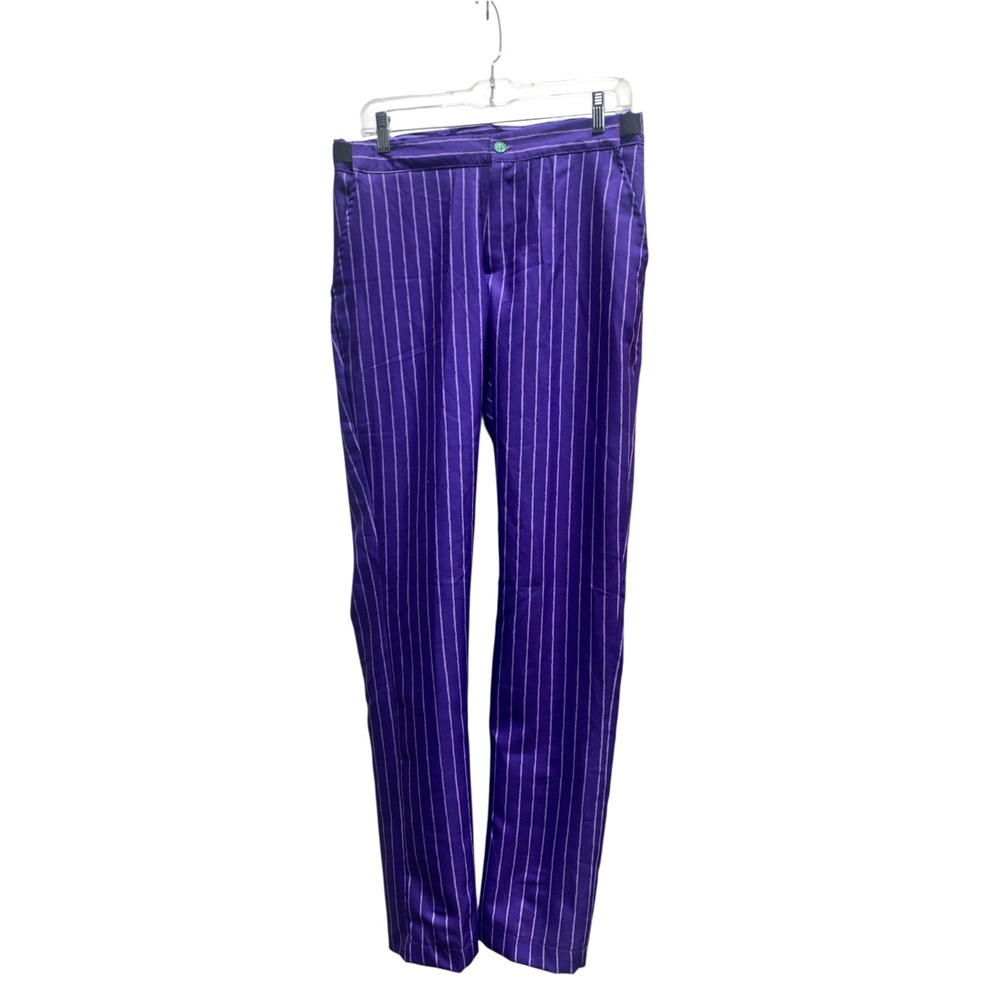 Spirit Purple Pinstripe Trousers Mens Small Joker Costume Pants Slim Fit 32x32